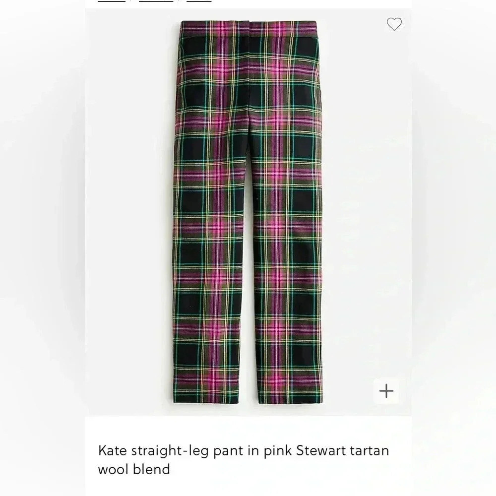 Kate straight-leg pant in pink Stewart tartan wool blend Size 8T